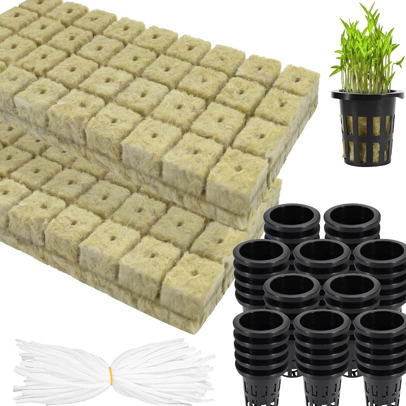 Hydroponic Kit - 72 stuks hydrocultuursteenwolblokjes met netpotten -